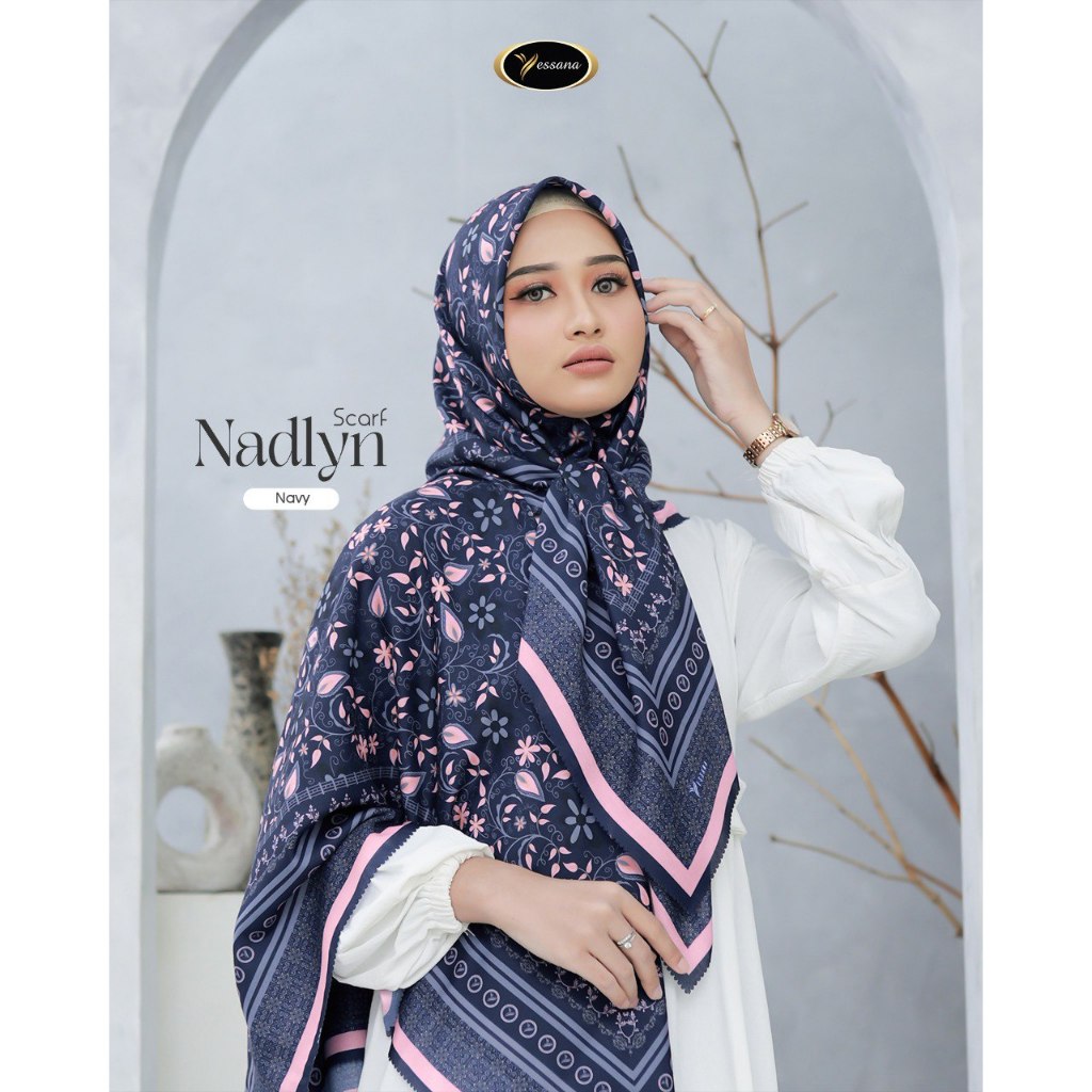 Scarf Motif Nadlyn Scarf Yessana Hijab Square Motif Bunga Exclusive Voal Premium