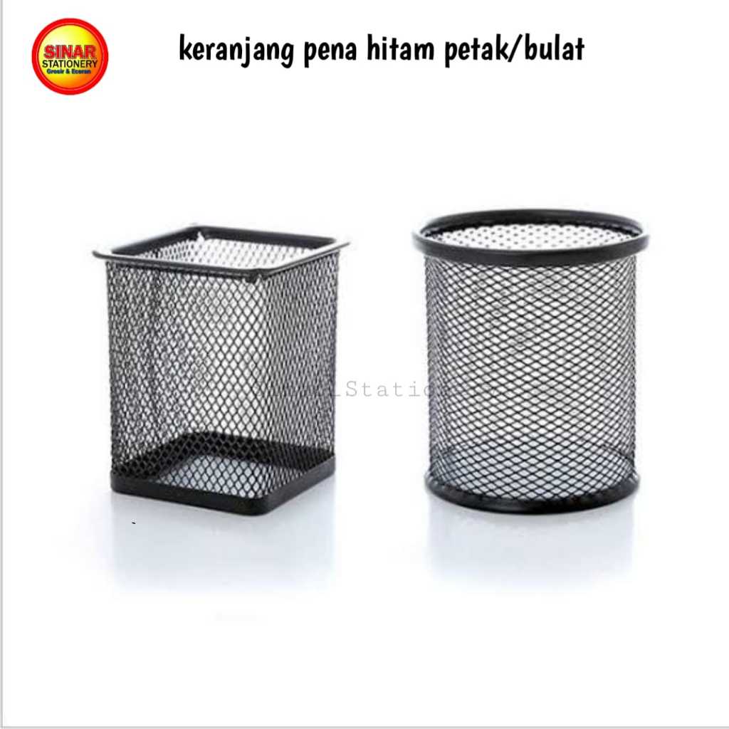 

Keranjang pena petak/bulat warna hitam