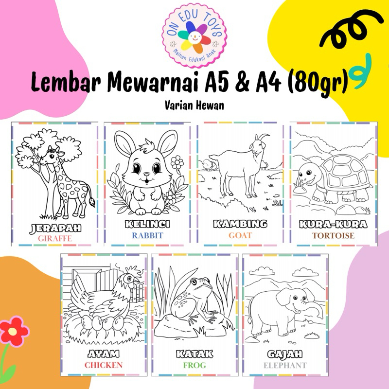 

Lembar mewarnai A5 & A4 isi 14 lembar kertas HVS 80gram / kertas mewarnai / coloring book / coloring