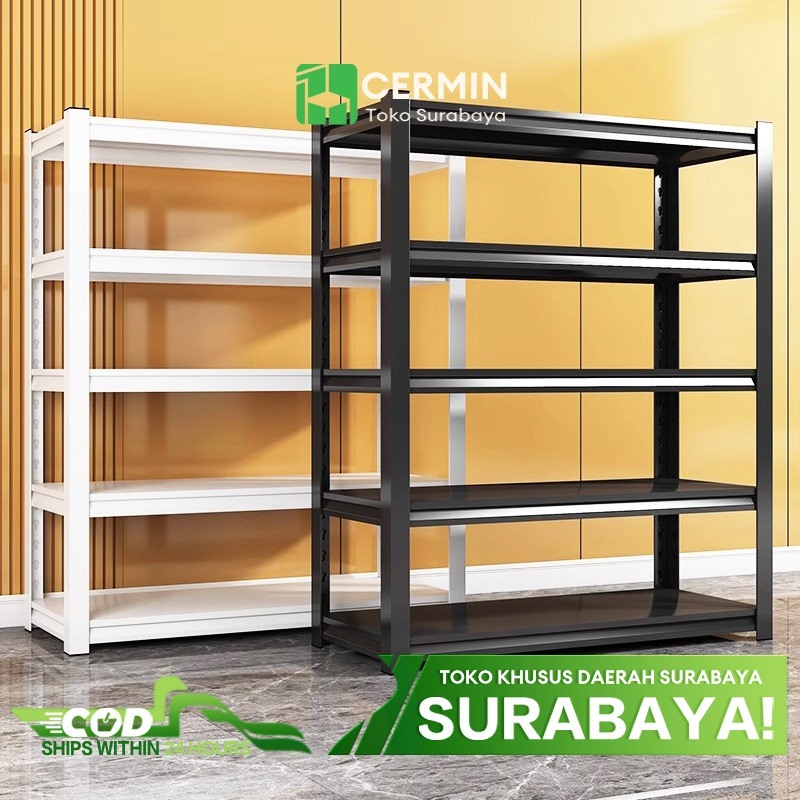 Pengiriman Dari Surabaya---Rak Susun Serbaguna Rak Besi Siku 5 Susun Rak Dapur Rak Barang Rak Serbag