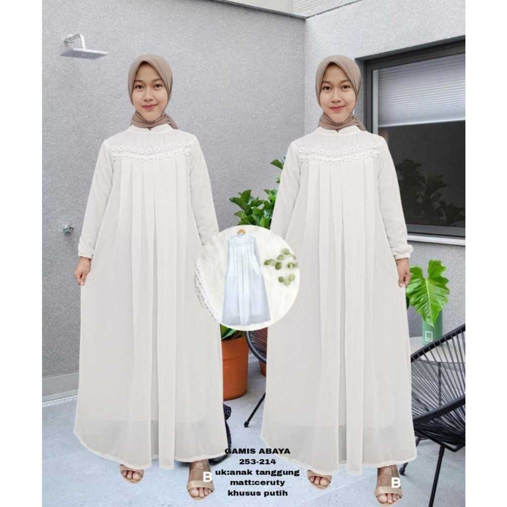 Gamis Putih Anak Tanggung  Kekinian -Abaya Putih Mewah Dan Elegan  Terbaru
