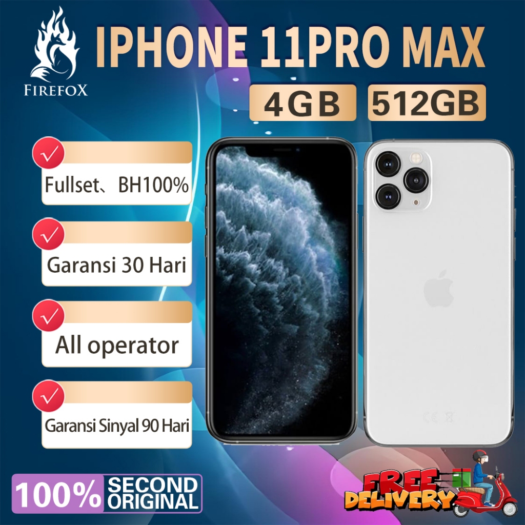 iPhone 11Pro Max 512GB Second BEKAS ORIGINAL100% INTER 6.5"OLED-Ori FULLSET Mulus LikeNew Smartphone