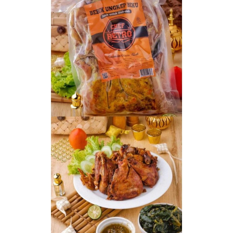

Bebek Ungkep Chef Retro / Praktis tinggal goreng/ sudah termasuk sambal dan lalap