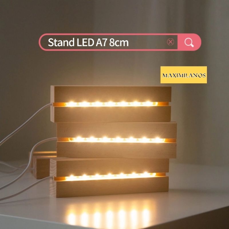 Base Wood Akrilik A7 8cm Untuk Dekorasi Lampu Hias akrilik / Tatakan Stand LED Akrilik