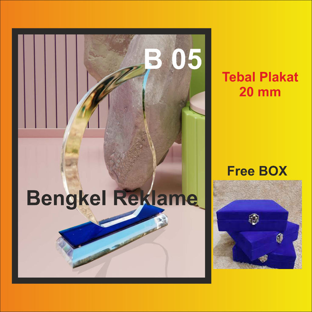 Plakat Bevel - Plakat Kristal Akrilik - Plakat Diamond - Plakat Tebal - Plakat Acrylic - Plakat Koso