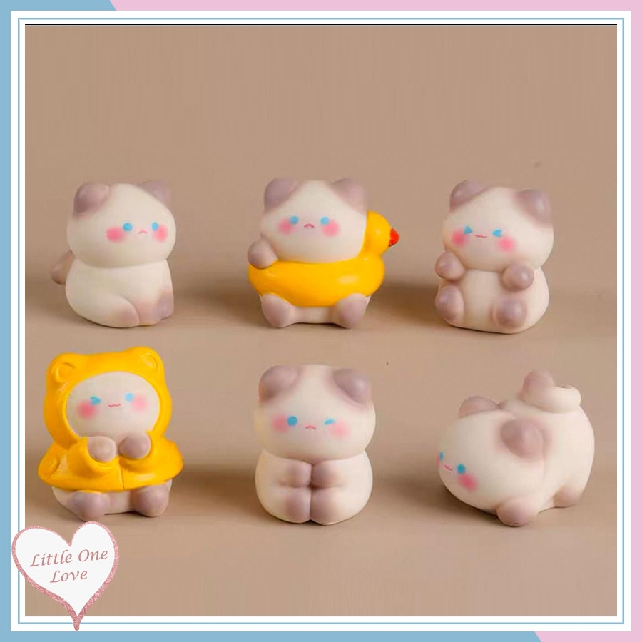 Ornament Dekorasi Miniature Siamese Cat Figurine pajangan