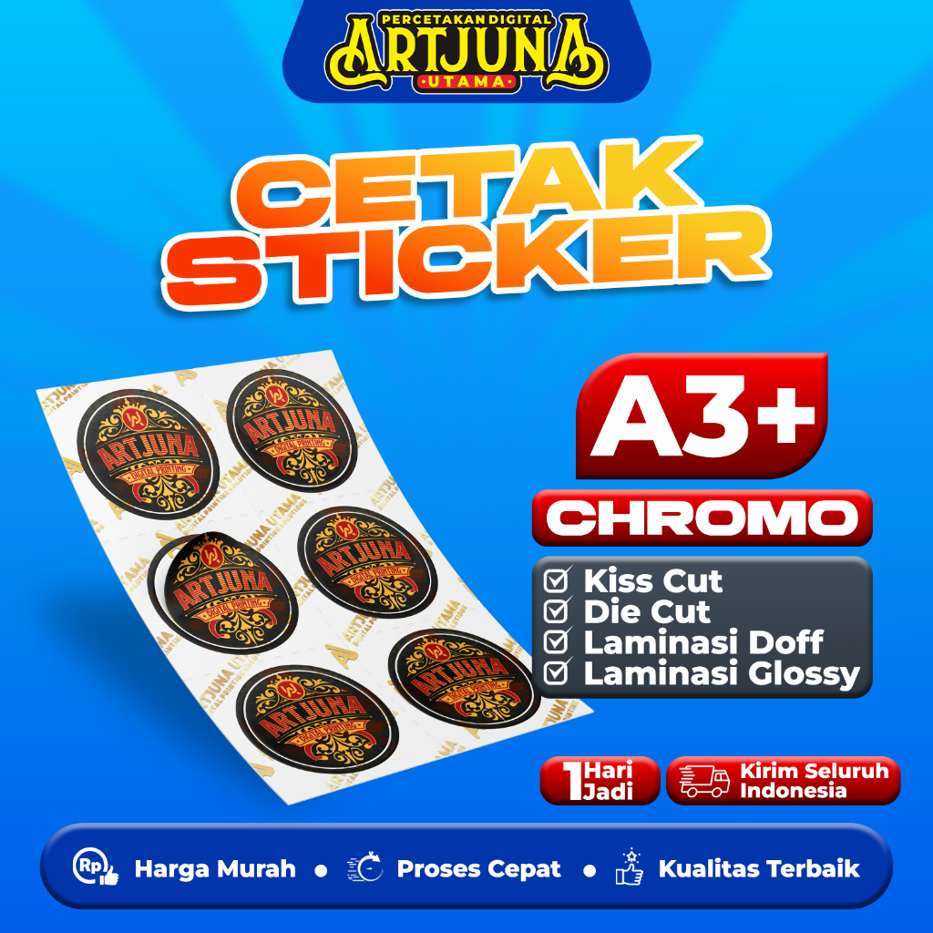 

CETAK STIKER A3+ | STIKER CHROMO CUTTING | STIKER CUSTOM MURAH