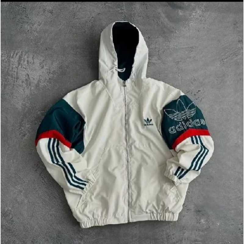 jaket parasut adidas casual pria wanita full teg lebel