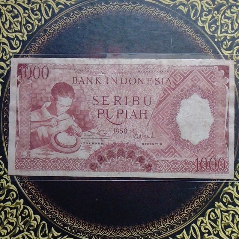 uang 1000 pekerja 1958 merah prefiks solid HHH vf