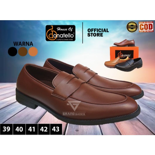 Donatello Sepatu fantofel pria formal formil kantor anti slip kasual slip on ORIGINAL