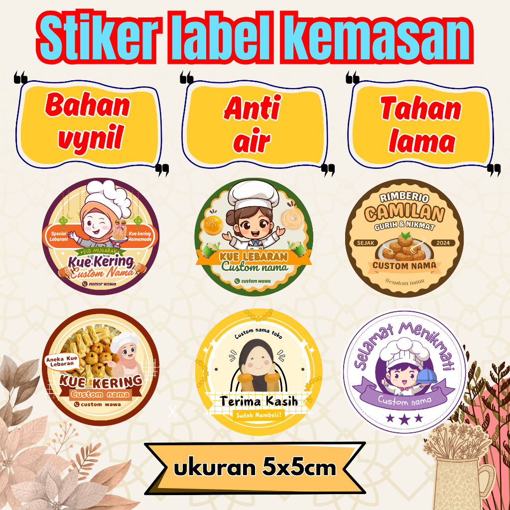 

Lebel kemasan toples/Stiker label kemasan Custom/Stiker label kemasan vynil/Stiker UMKM/Stiker makanan Custom