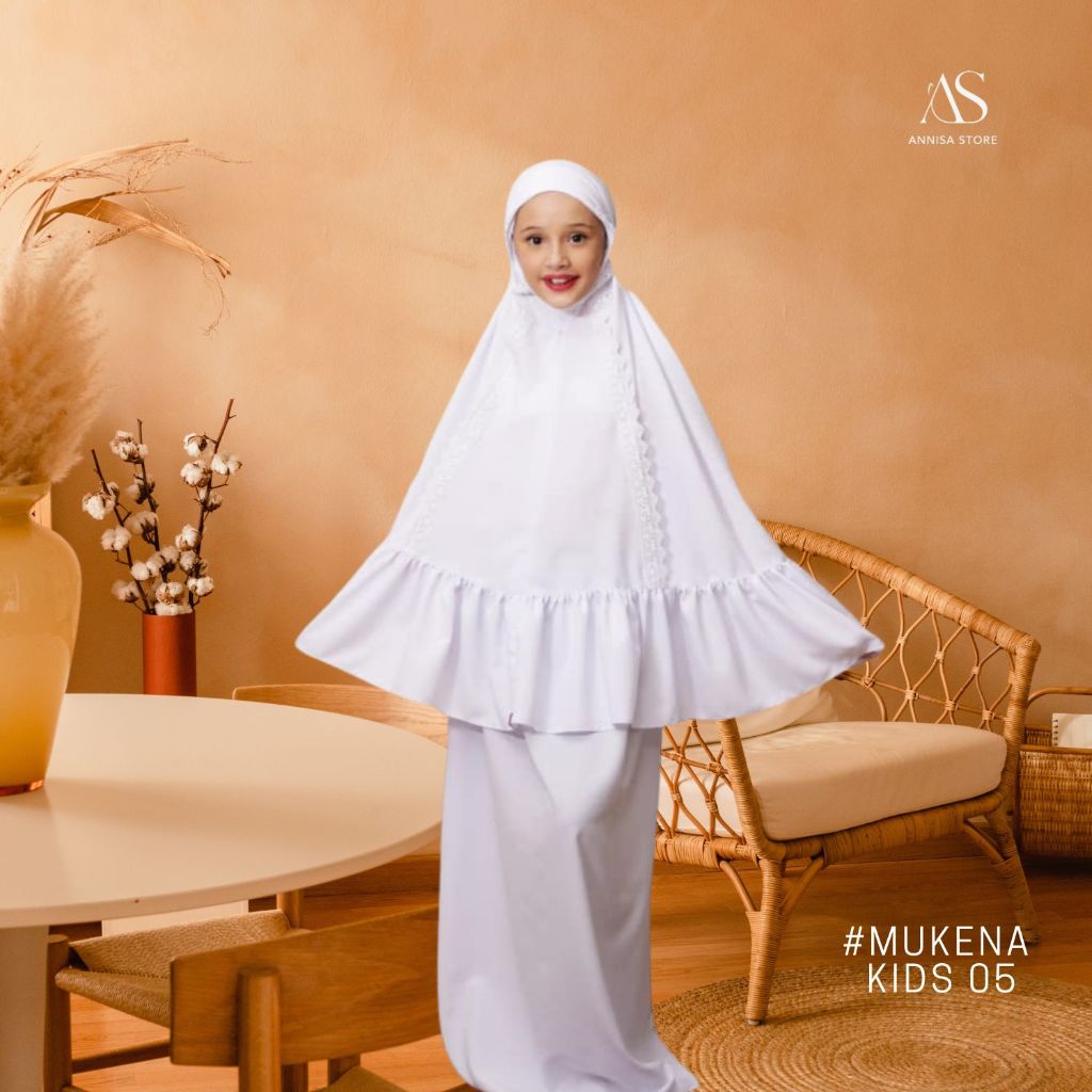 MUKENA KIDS 05 PUTIH BY ETHICA FASHION/  ETHICA MUKENA ANAK STELAN ATAS BAWAH
