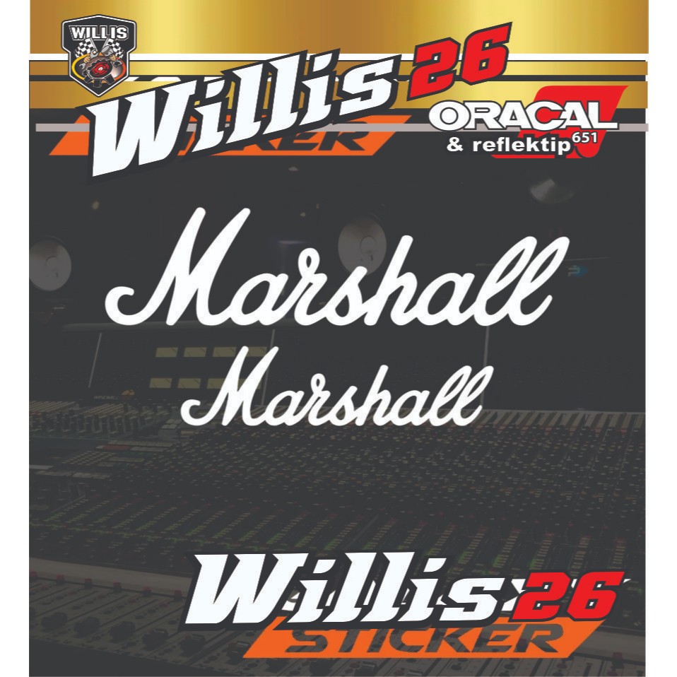 

cutting sticker hardcase box sound system marshall.stiker audio alat musik logo marshall