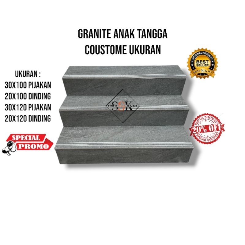 Granite Tangga 30x100 20x100 | 30x120 20x120 | Kasar Grey | Niro