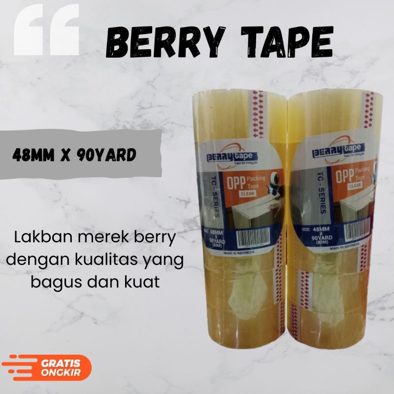 

BERRY 48MM x 90YARD OPP Tape murah lakban packing coklat dan bening kekuningan-lakban super kuat