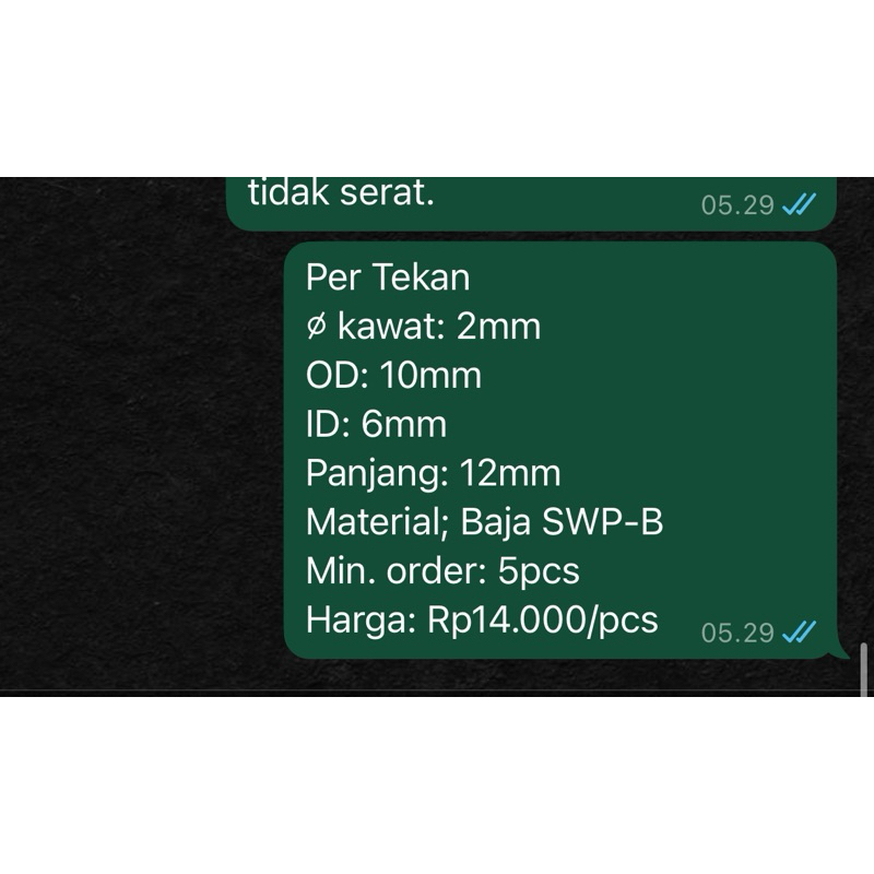 per Spring Pegas Tekan OD 10mm Kawat 2mm Panjang 14mm Baja
