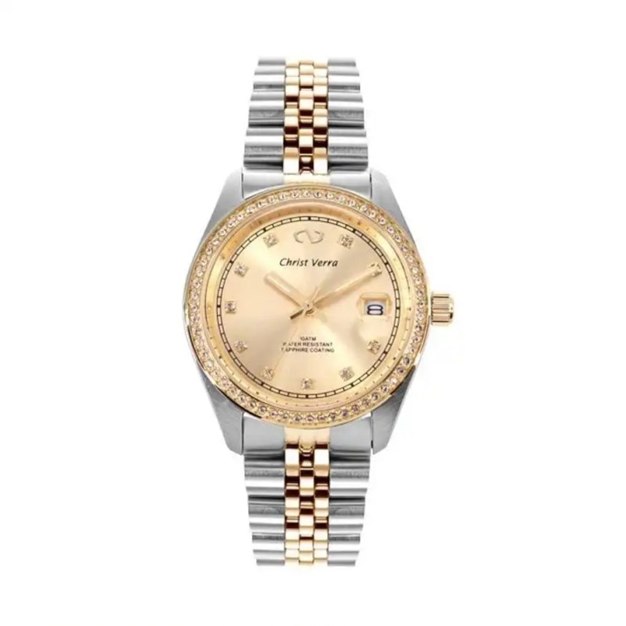 Jam Tangan W- Christ Verra Cv 72022G-13 Cmp Gold Silver Gold