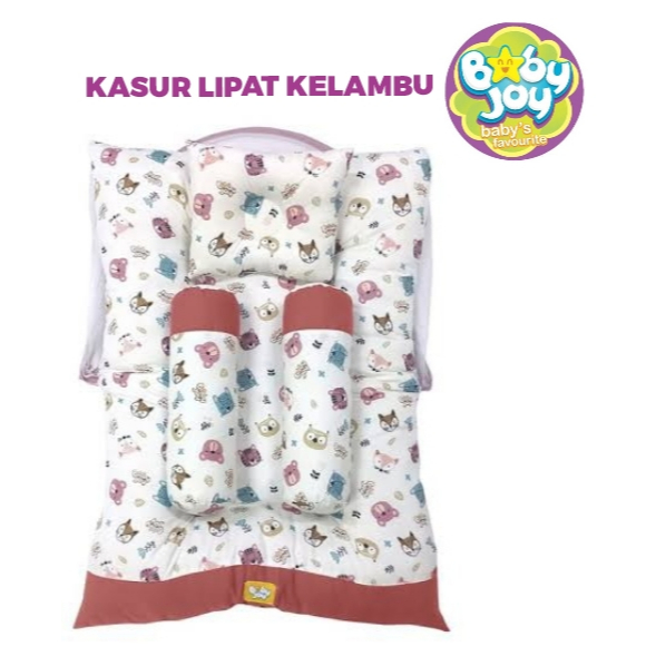 Kasur Bayi Lipat  Kelambu Tempat Tidur Baby Joy  (FREE Bantal Guling SET)