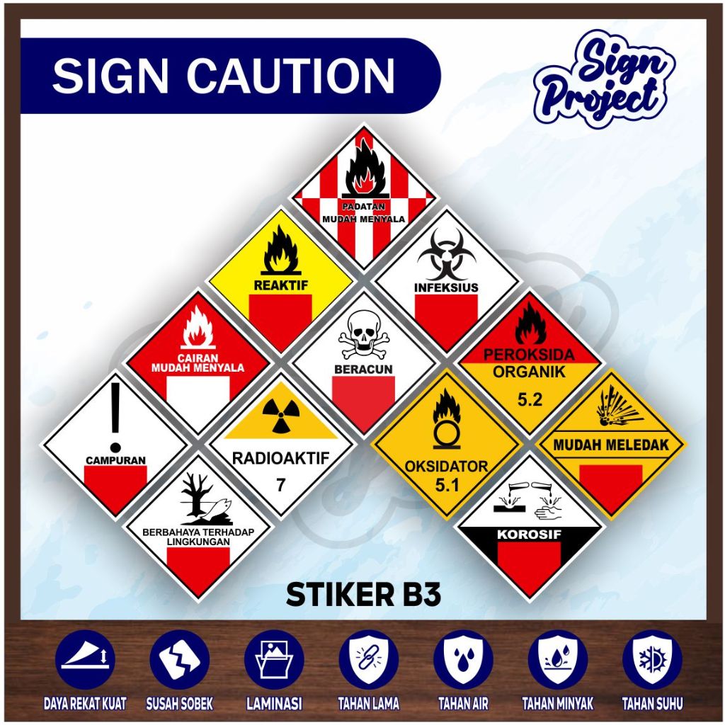 

STIKER LABEL TANDA LIMBAH B3 STIKER BAHAN BERBAHAYA, BERACUN, STIKER HAZMAT B3, LABEL TRANSPORTASI/Sticker Label Simbol B3 Stiker Bahan Berbahaya dan Beracun, Mudah Terbakar, Bahaya Lingkungan