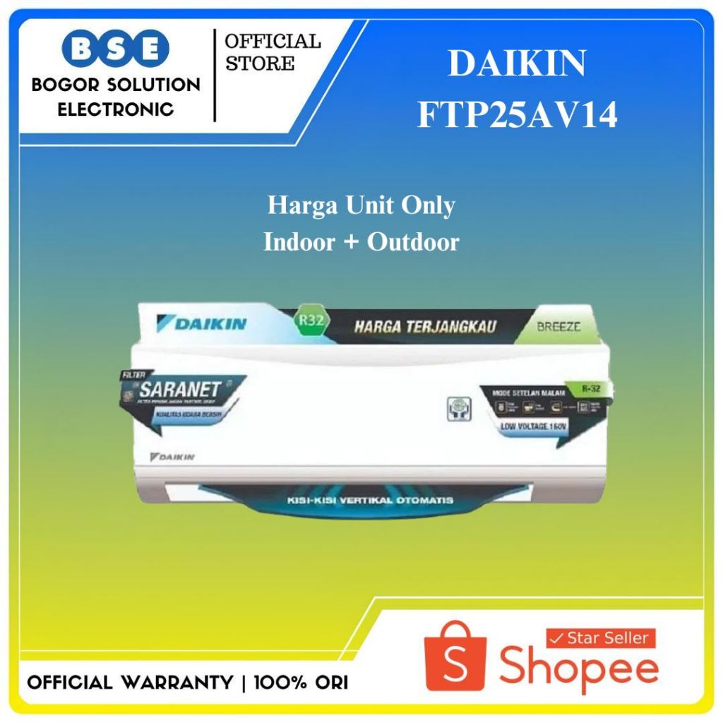 AC Daikin 1 PK FTP25AV14 Tipe Standar AC Split Daikin 780 Watt FTP25AV14