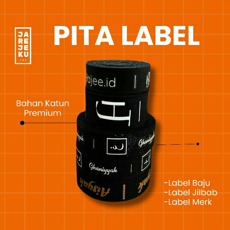 

[1 Meter] Pita Label Custom | Cocok untuk Label Baju, Hijab, Aksesoris Hijab dan Produk Handmade