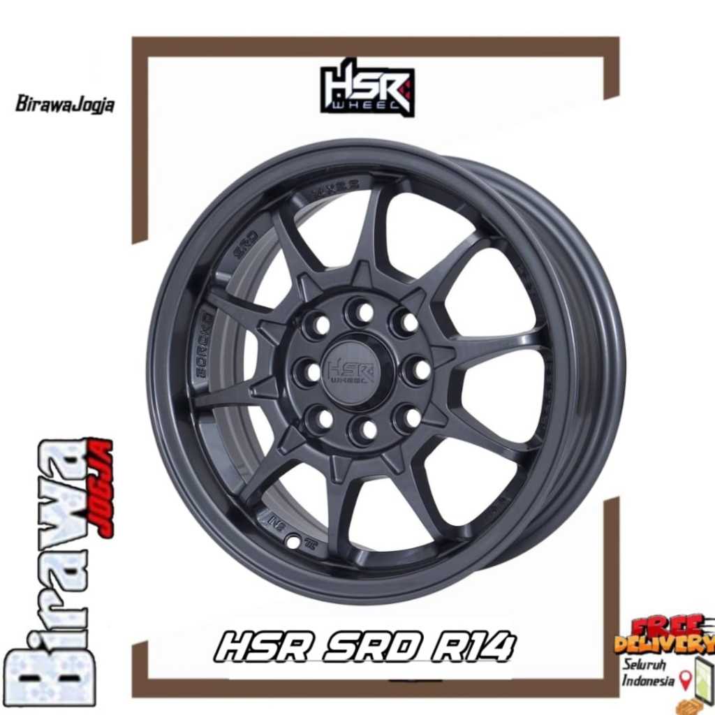 Velg Racing HSR Boroko SRD Ring 14 Lubang 4 Velg Mobil R14 Avanza Xenia Carry Starlet Karimun Wuling