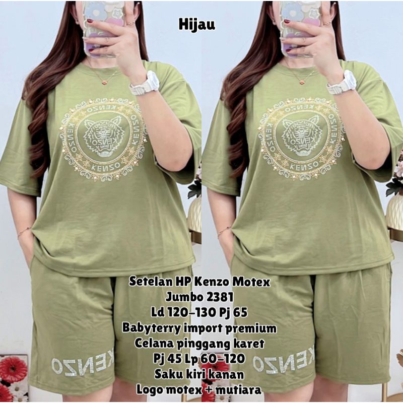 Setelan HP JUMBO Wanita LD120-130 Bahan Babyterry Kaos Tebal Celana Pinggang Karet