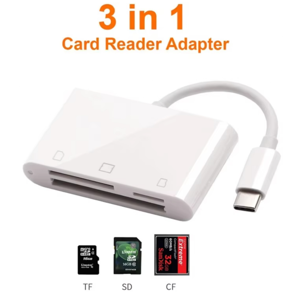 3 in 1 USB-C Adapter TF SD CF Memory Card Reader OTG USB Type-C Flash Memory Card Reader for USB C D