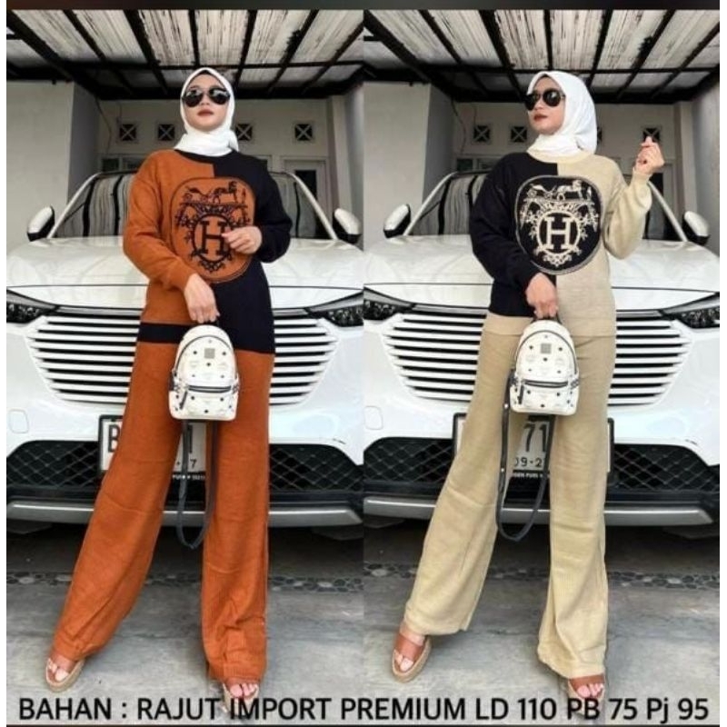 STELAN HERMES IMPORT PREMIUM  BANGKOK ( TEBAL ) SETELAN IMPORT RAJUT