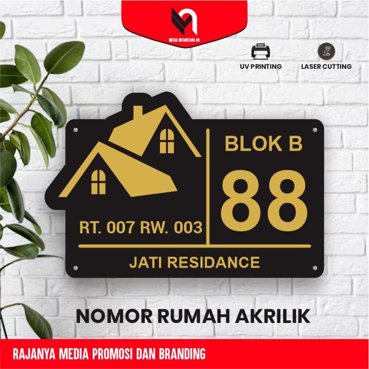 Nomor Rumah Akrilik Custom Papan Nomor Rumah Acrylic Aesthetic TYPE-05