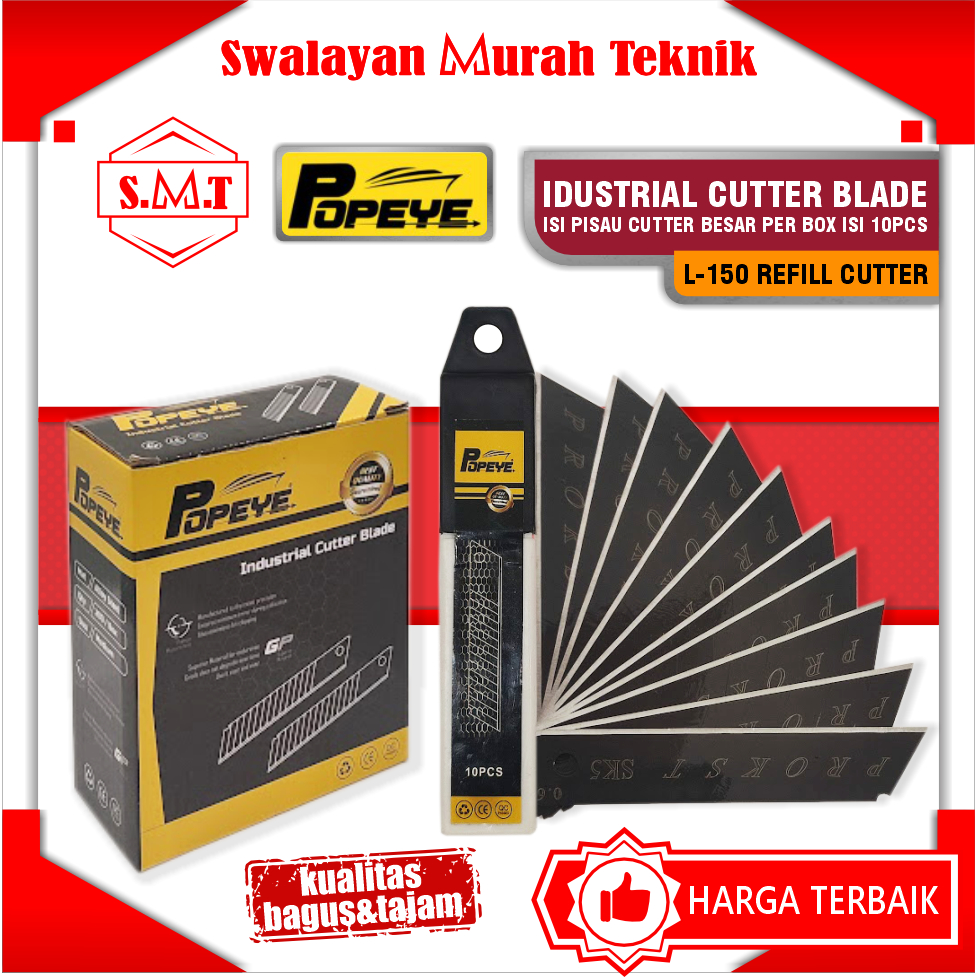 

Isi Pisau Cutter Besar Per Box isi 10pcs New POPEYE L-150 Refill Cuter Kater