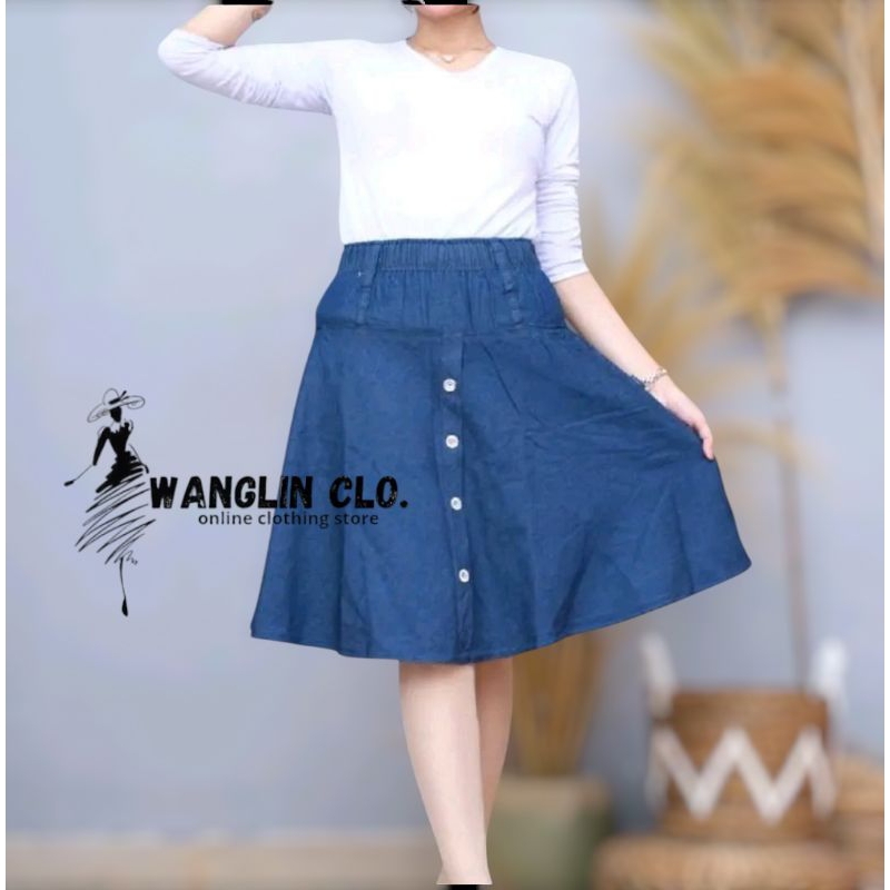 Wanglin Clo - Rok Jeans Mayung 7/8 Motif Kancing