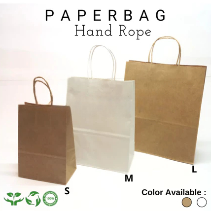 

10 Pcs Paperbag Tali Kertas Polos White and Brown