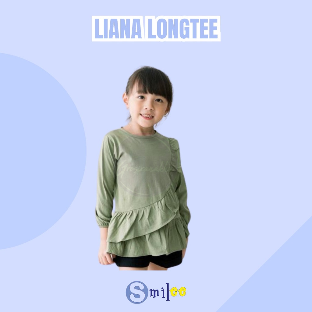 Smilee Liana Olive - Atasan Longtee Anak Perempuan [Size 1-5 Thn] Baju Kaos Cewek
