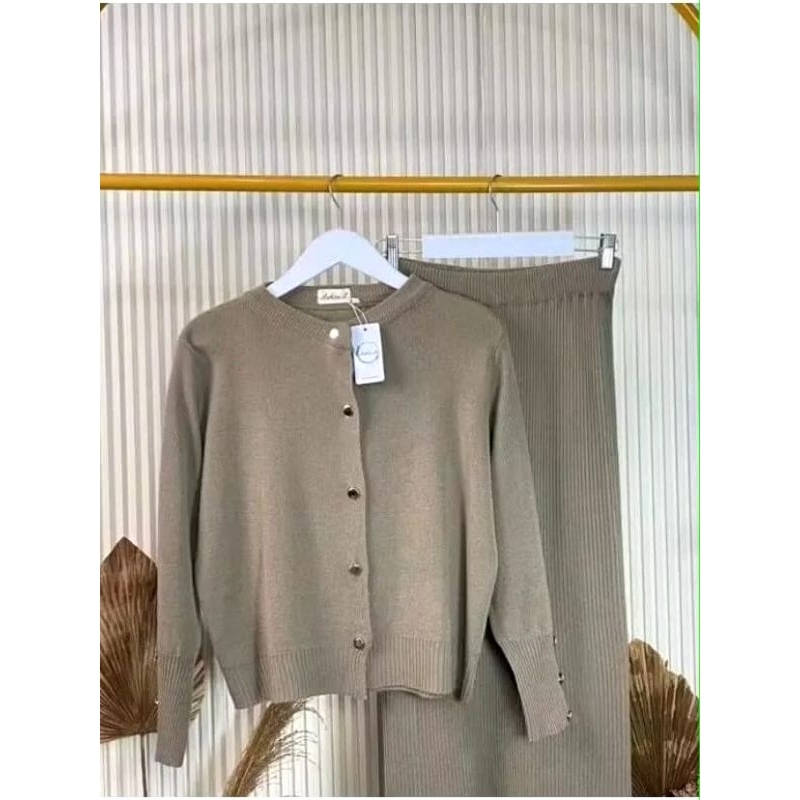 One Set Aira Cardigan & Rok rajut Wanita Premium - Stelan Wanita Terbaru