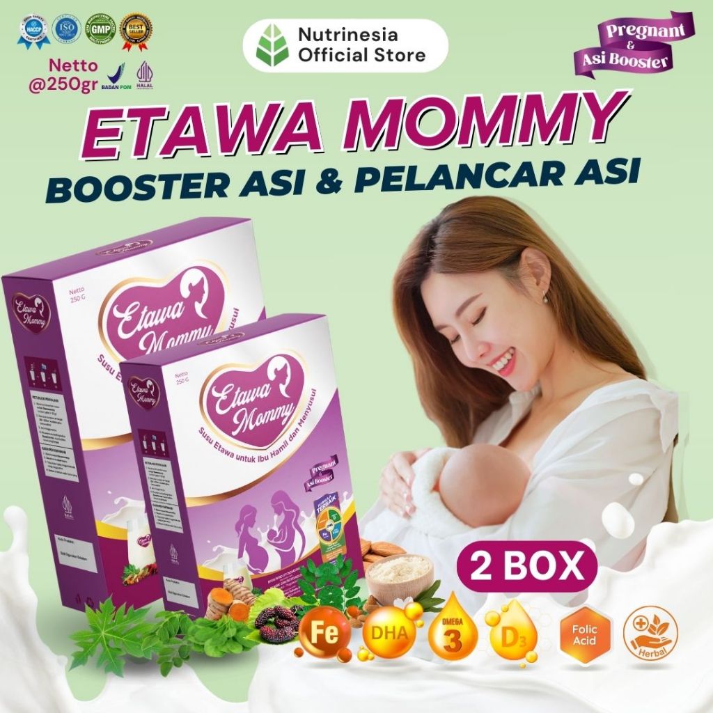 

Etawa Mommy Susu Pelancar ASI & Susu Ibu Hamil Mengandung Omega 3, DHA, Asam Folat, Vitamin D3 & Herbal Alami Paket 2 Box