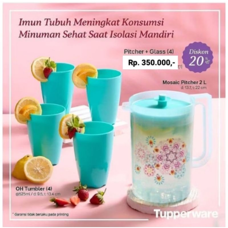 Mosaic pitcher set tupperware / oh tumbler tupperware