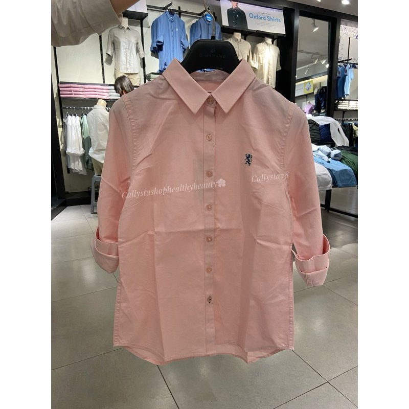 Giordano Kemeja Women Krah Cotton Slim Fit Signature Lotus Pink from 659k Size Xs S M L XL XXL