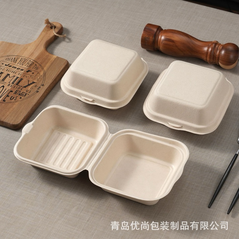Bagasse Burger Box eco friendly / bagasse bento cake box