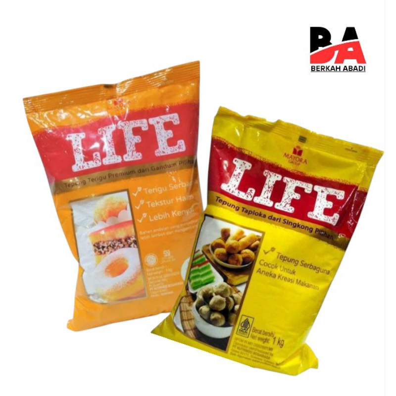 

Tepung terigu dan tepung tapioka Life Mayora 1kg / Tepung terigu lfe 1kg / Tepung tapioka life 1kg / Tepung life mayora