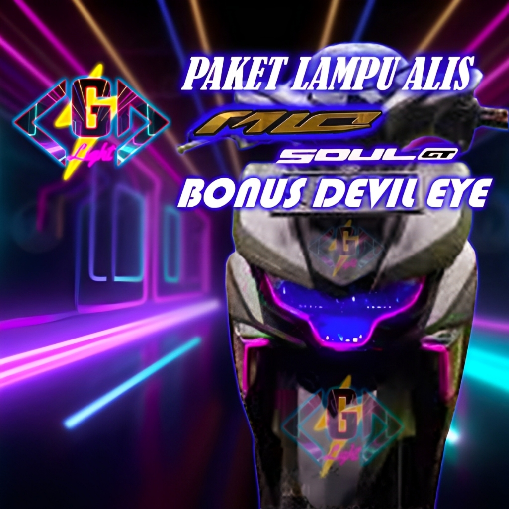 Lampu Alis Mio Soul GT Satu Paket+Demon Eye LED Fleksibel Variasi Motor Tanpa Reflektor