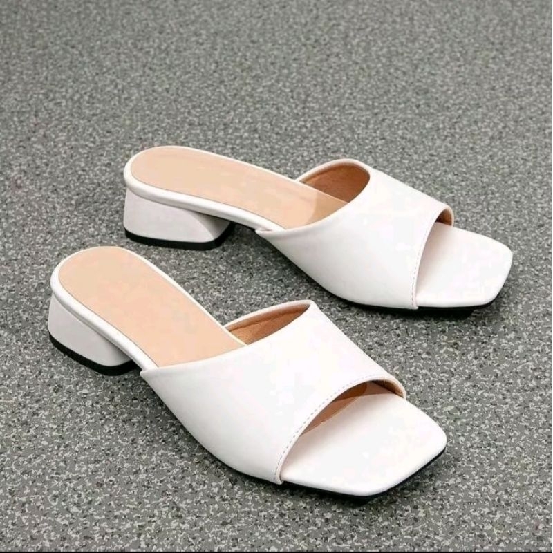 SANDAL WANITA BIG SIZE JUMBO 37-45 Sandal Selop Heels Wanita 3cm Sendal Mules Karet Casual Non-Slip 