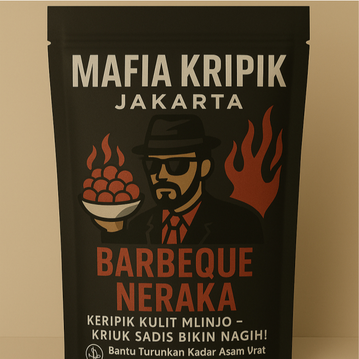 

Keripik Kulit Mlinjo Mafia Jakarta Camilan Viral barbeque n3Raka Renyah Nendang Snack Enak 25g
