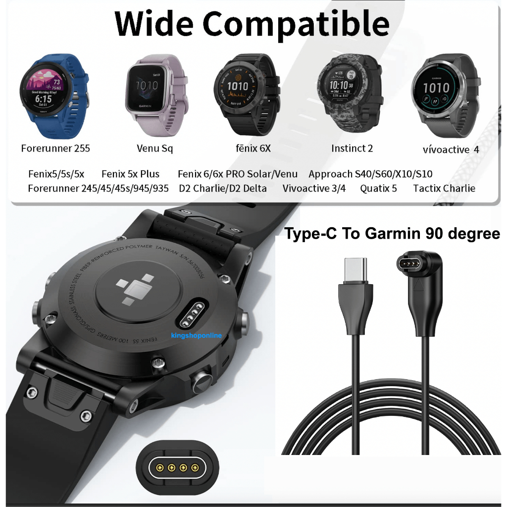 Kabel Charger Garmin 1 Meter Watch Charger USB-C Charging Cable for Garmin Watch Fenix 7 7S 7X 6 6S 