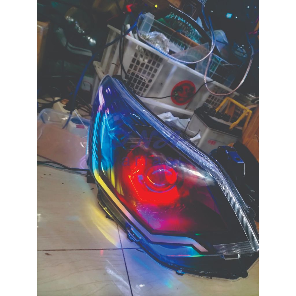 Slim Alis Frame DRL Lampu Headlamp Mobil Running Sein LED Aplikasi RGB Lampu Depan Mobil Calya