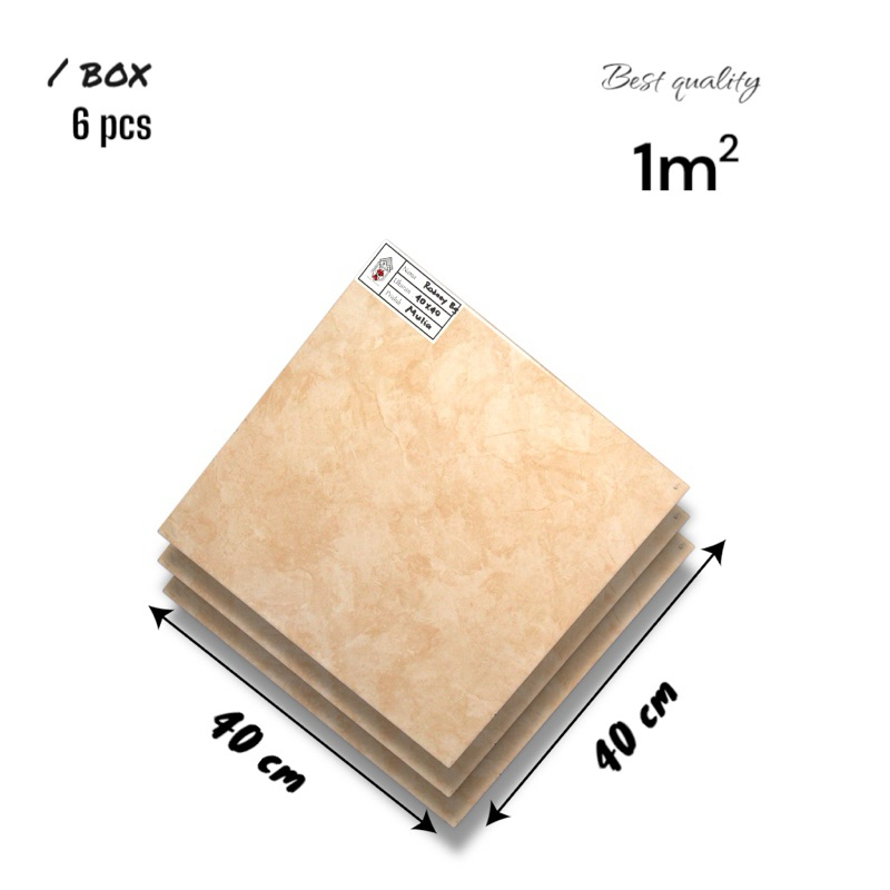 Keramik Lantai 40x40 Rodney Beige Keramik Mulia Ceramic Glossy Grade B Isi 6pcs