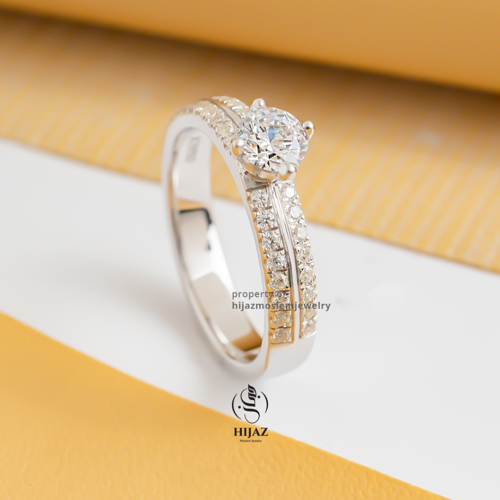 Hijaz Cincin Nikah Wanita Emas Putih 3K - White Gold Kadar 3K Custom Ukuran Bergaransi Bersertifikat