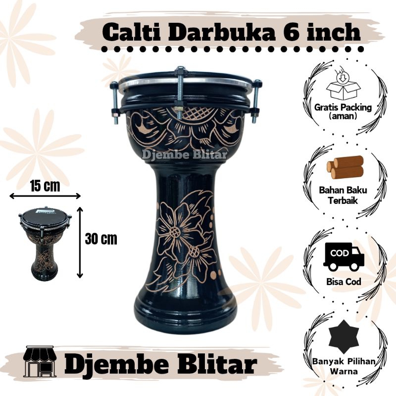 Calti Darbuka Termurah 6 inch Dumbuk Mika Kendang Anak Mainan Anak Kayu Alat Musik Tradisiional Jimb