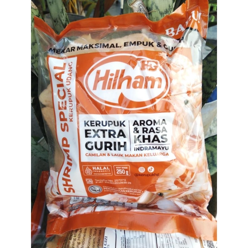

Kerupuk Mentah Udang Extra Gurih Khas Indramayu Cap - HG Hilham 2 gajah 250 gram