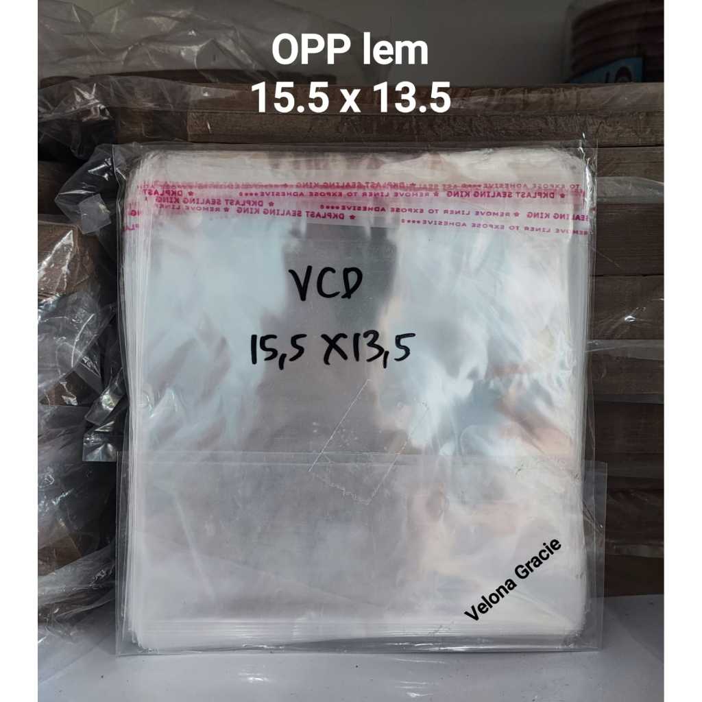 OPP Lem 15.5x13.5 isi 100 lembar Plastik Seal VCD Roti Kue Bolu Kerupuk